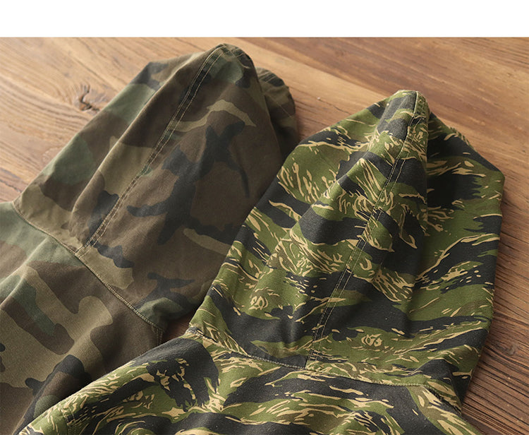 コットン タイガーカモフラージュ ミリタリーアノラックジャケット◇S~2XL