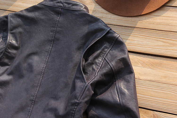 植物タンニン鞣しラムレザー シングルライダースジャケット M~4XL