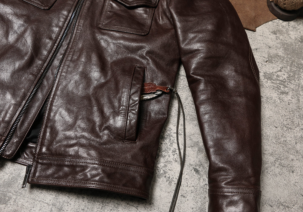 ヴィンテージ復刻スタイル◆オイルゴートレザー ジャケット◆M~4XL