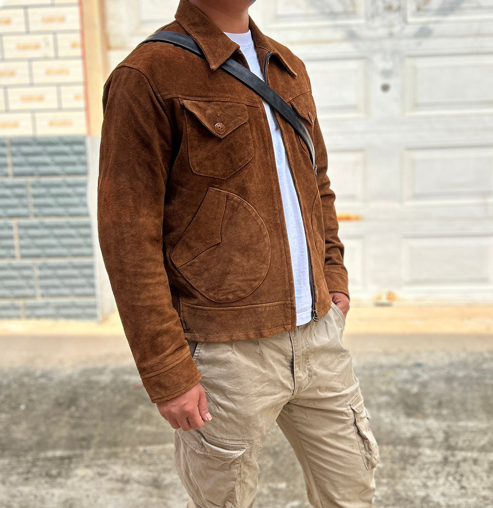 ◆70’s ヴィンテージ復刻 カウレザー スウェード シングルライダース ジャケット◆M~3XL