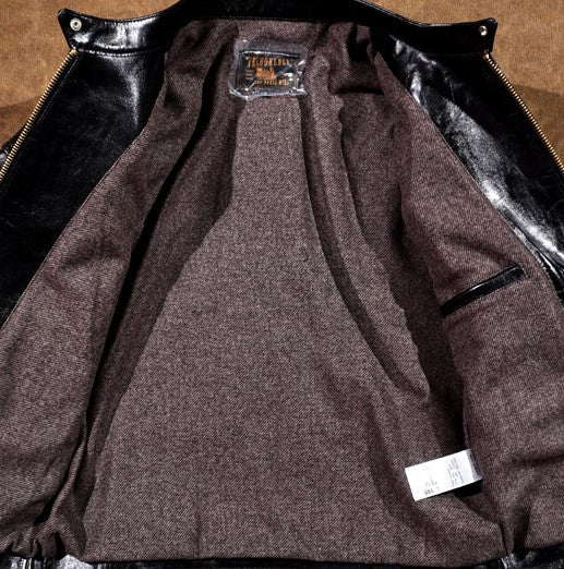 ワックス加工ホースレザー シングルライダースジャケット S~4XL