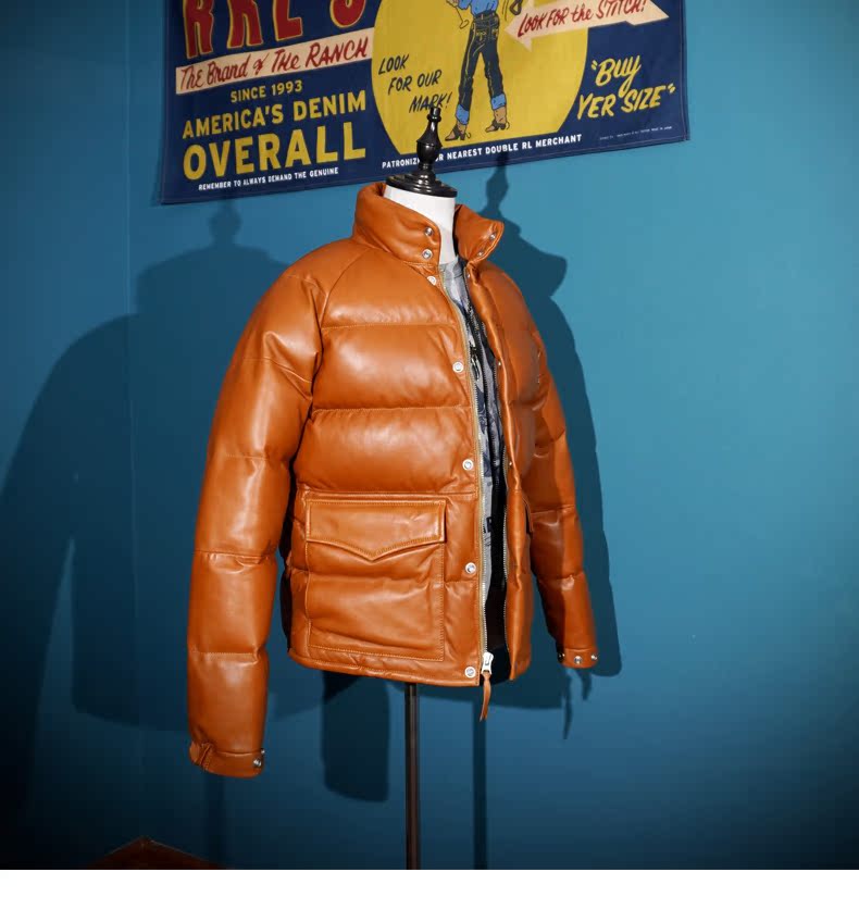◇イタリア産シープレザー使用 レザーダウンジャケット◇ S~4XL