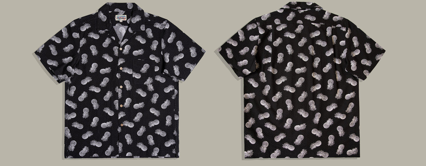 △コットン 半袖 パイナップル柄アロハシャツ▽S~3XL