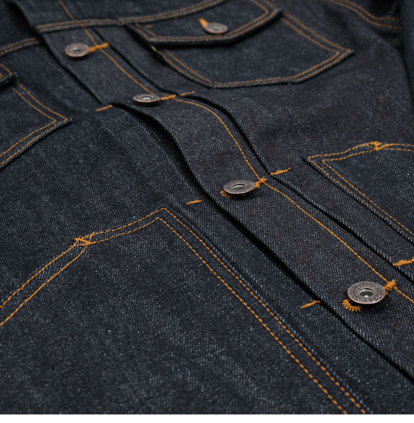 背面のアクションプリーツで高い可動性☆ヴィンテージ復刻 14.5OZ ノンウォッシュ セルビッチ デニムジャケット☆S~2XL