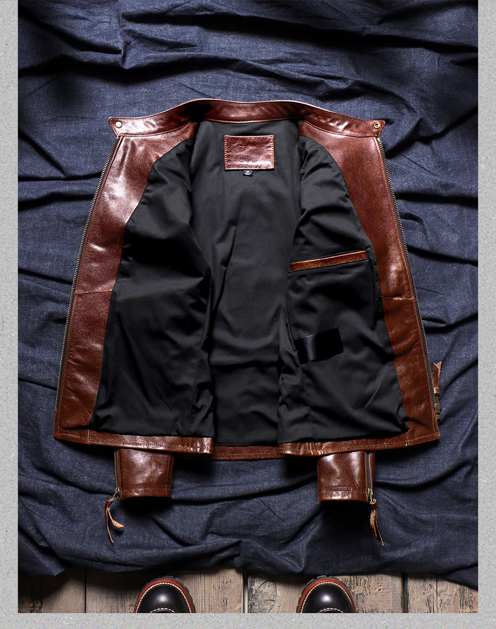 ◇ビンテージ復刻 植物タンニン鞣し ゴートレザー シングルライダース ジャケット◇M~4XL