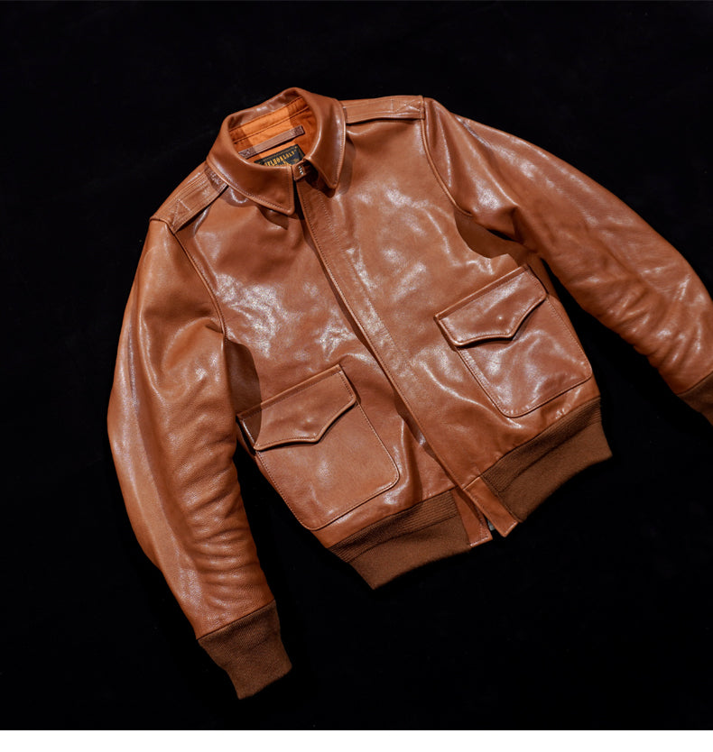 昨シーズン物売り切りセール△ヴィンテージ復刻 カーフレザー A-2ジャケット▽S~4XL