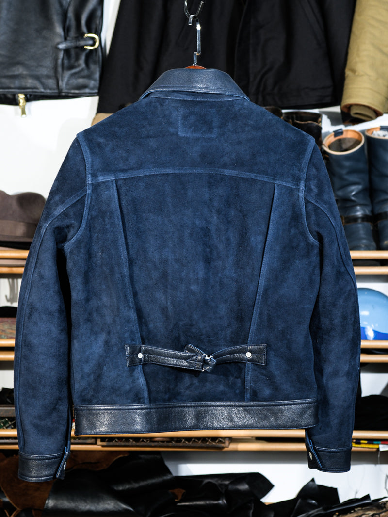 ★1st型 506復刻モデル ゴートレザースウェードレザージャケット★ネイビー S~3XL