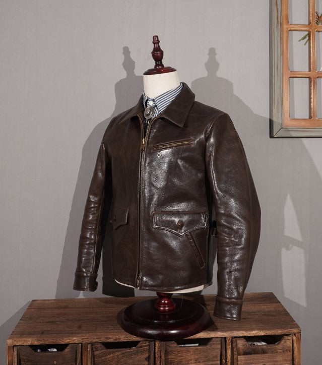 1930's VINTAGE復刻 カウレザー シングルライダースジャケット S~5XL