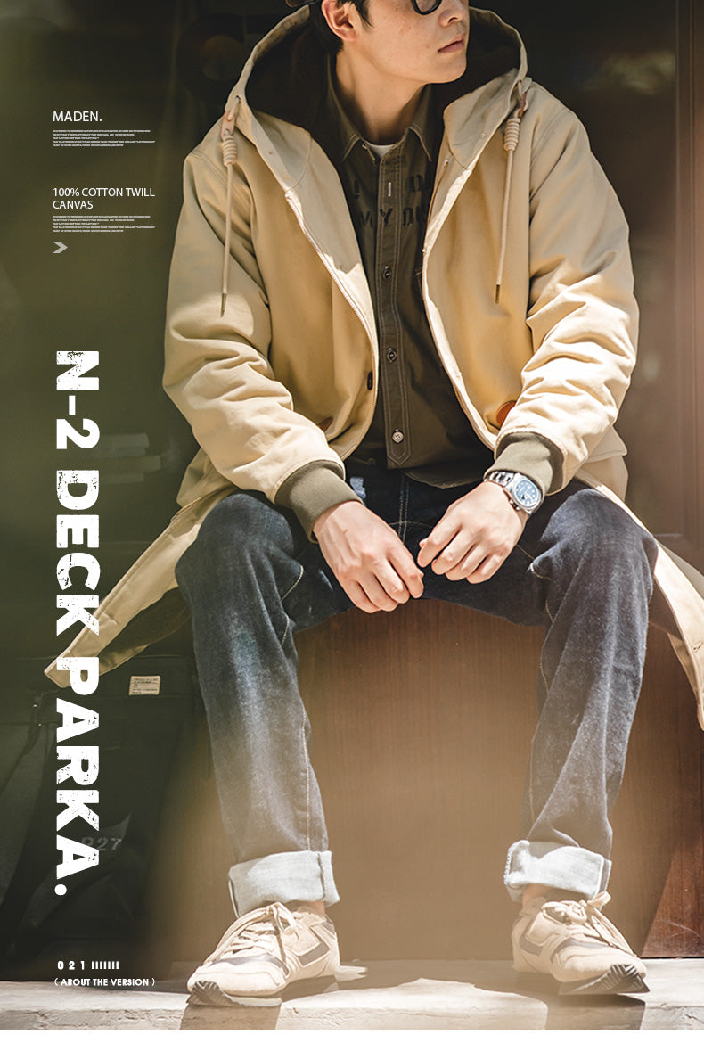 ボアライナーで暖か★N2 デッキコットンコートフード付き★S~2XL