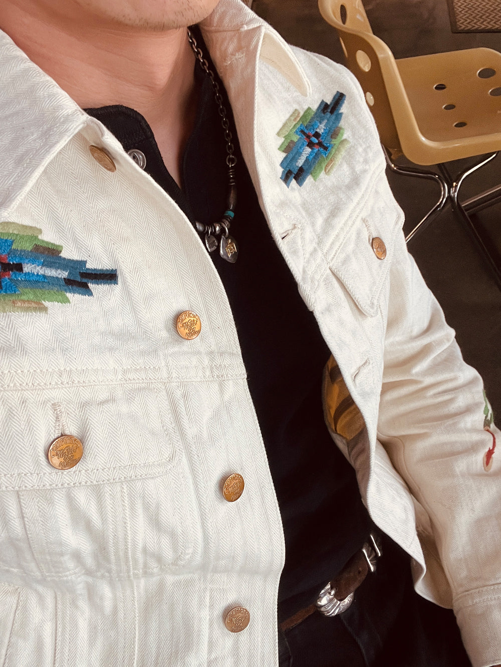 サンダーバード刺繍がカッコいい▲ホワイトヘリンボーンジャケット▼S~4XL