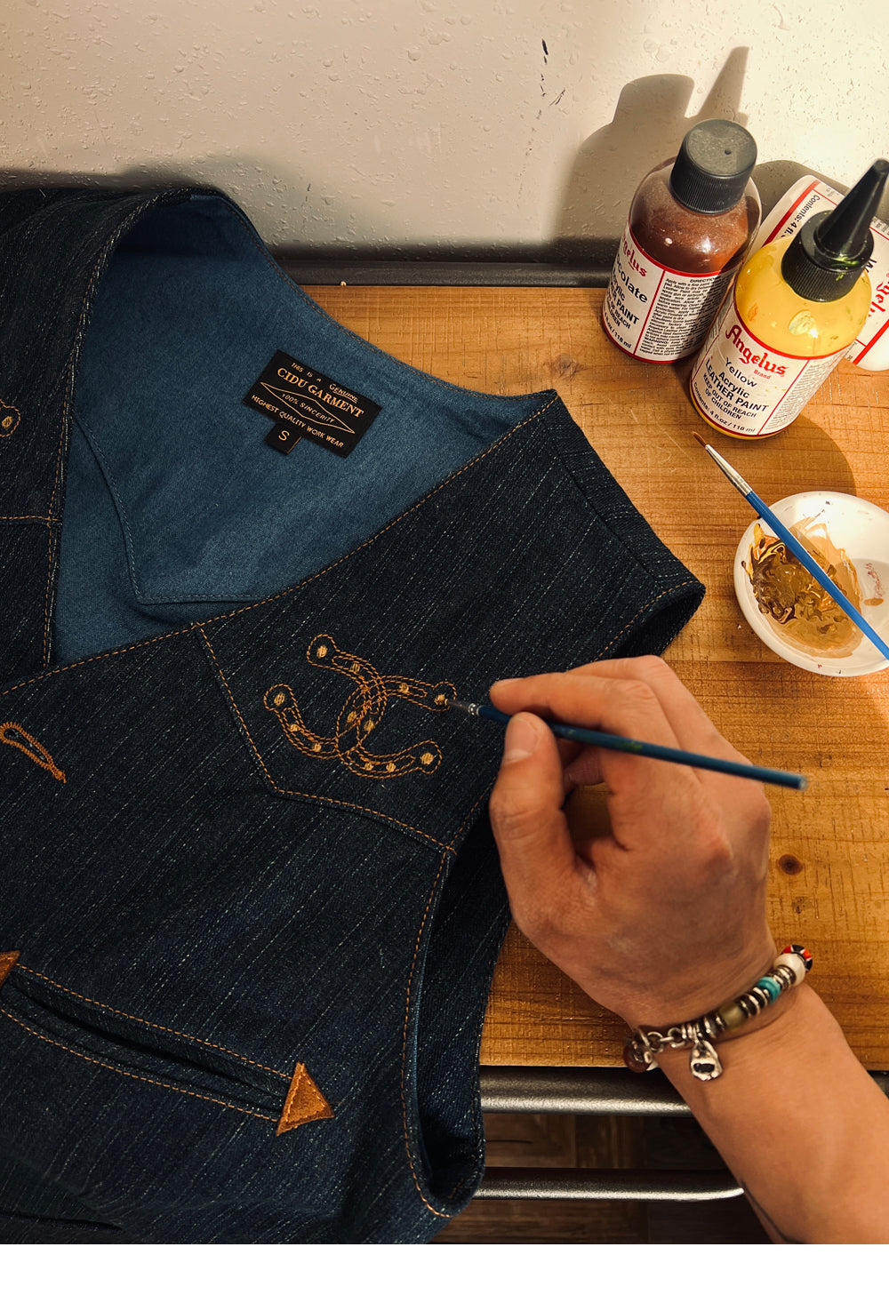 刺繍&ペイントがポイントに✩デニムウエスタンベスト✩ S~4XL