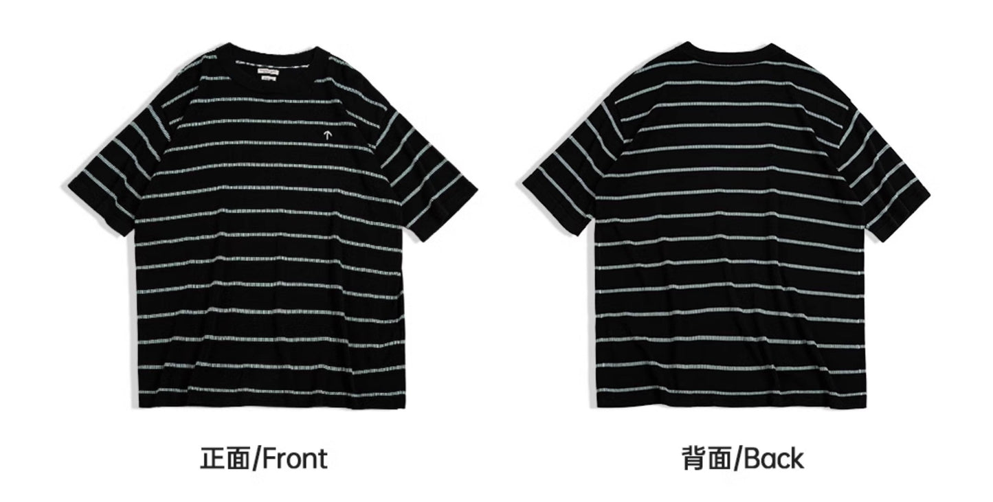 ◆ゆったりシルエット ボーダー ニットTシャツ◆S~2XL