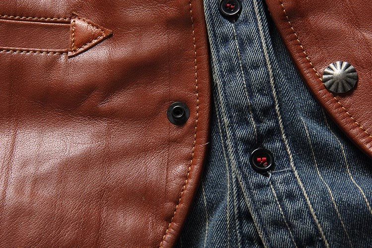 4種の表情★レザーウエスタン ベスト★M~6XL