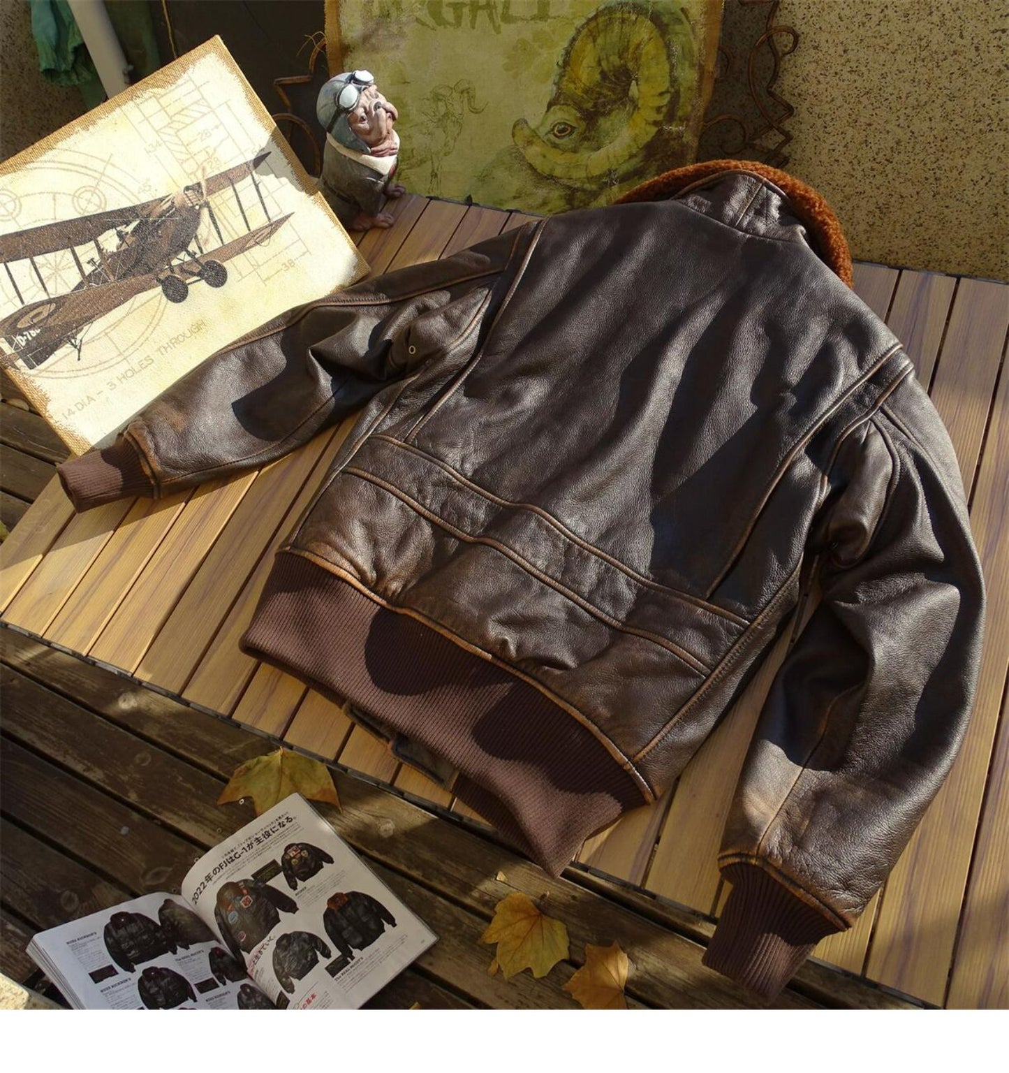 茶芯カーフレザーG-1 フライトジャケット XS~5XL