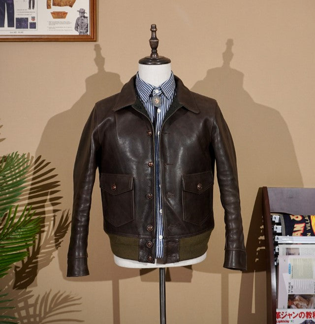 ワックス加工 カウレザー フライトジャケット S~4XL