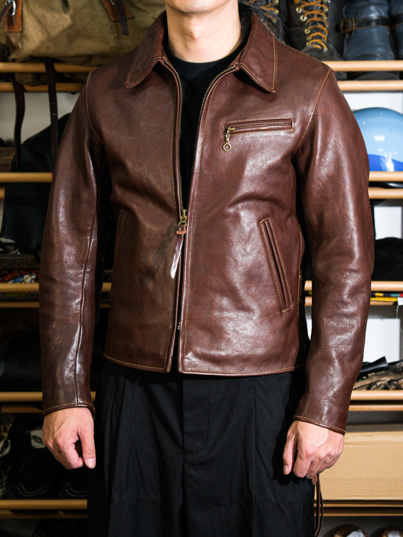 茶芯馬革使用◇CONMARジップ◇ヴィンテージ復刻 ホースハイドレザー