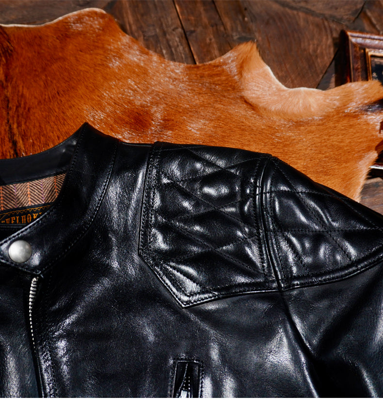 ▲ビンテージ復刻 オイル ホースハイドレザー シングルライダース ジャケット▼S~4XL