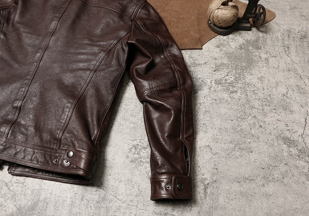 ヴィンテージ復刻スタイル◆オイルゴートレザー ジャケット◆M~4XL