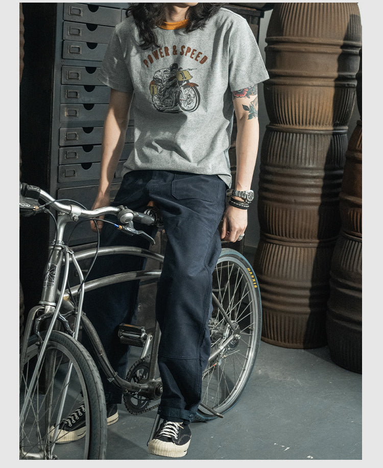 2色展開◆色味、プリントの雰囲気もGOOD◆ヴィンテージ復刻 POWER&SPEEDバイクTシャツ◆S~2XL
