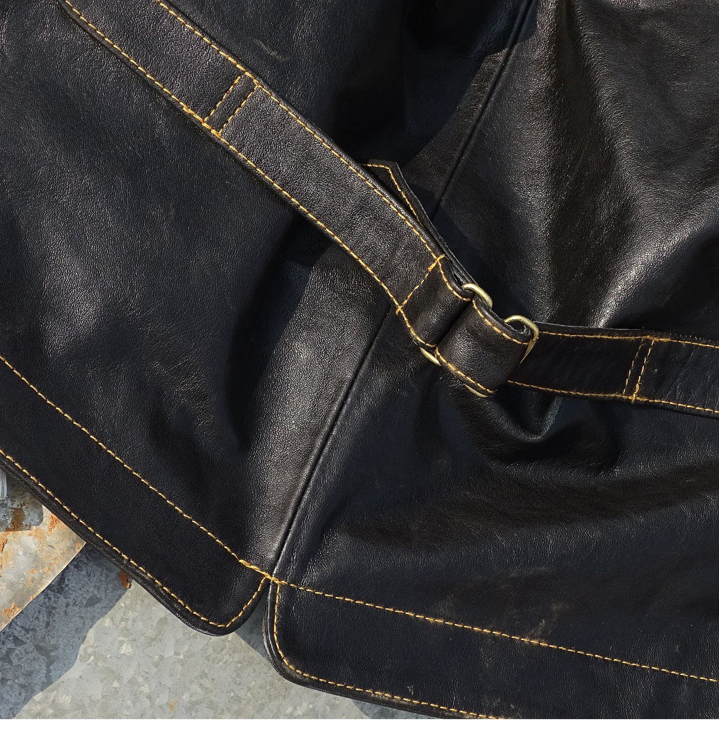 植物タンニン鞣し カウレザー ライダース レザーベスト S~3XL