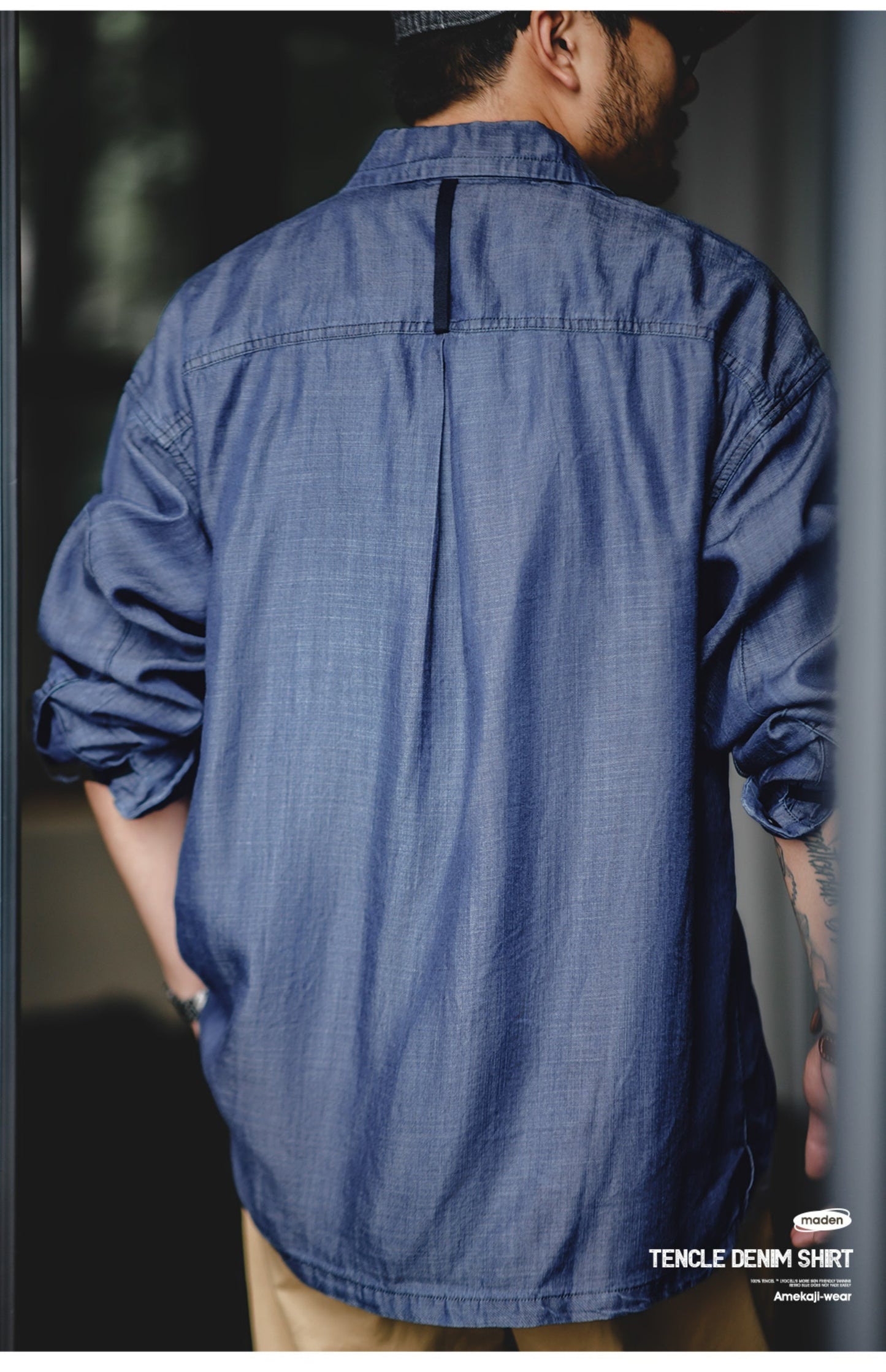 雰囲気抜群の生地使い★テンセル デニム 長袖 CPO シャツ★S~2XL