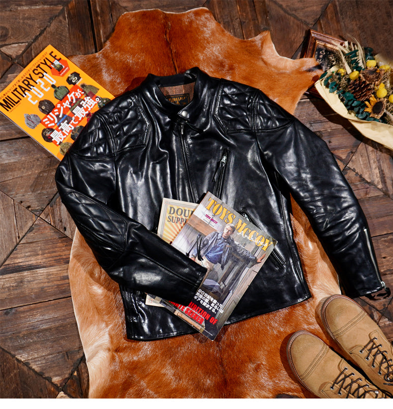 ▲ビンテージ復刻 オイル ホースハイドレザー シングルライダース ジャケット▼S~4XL