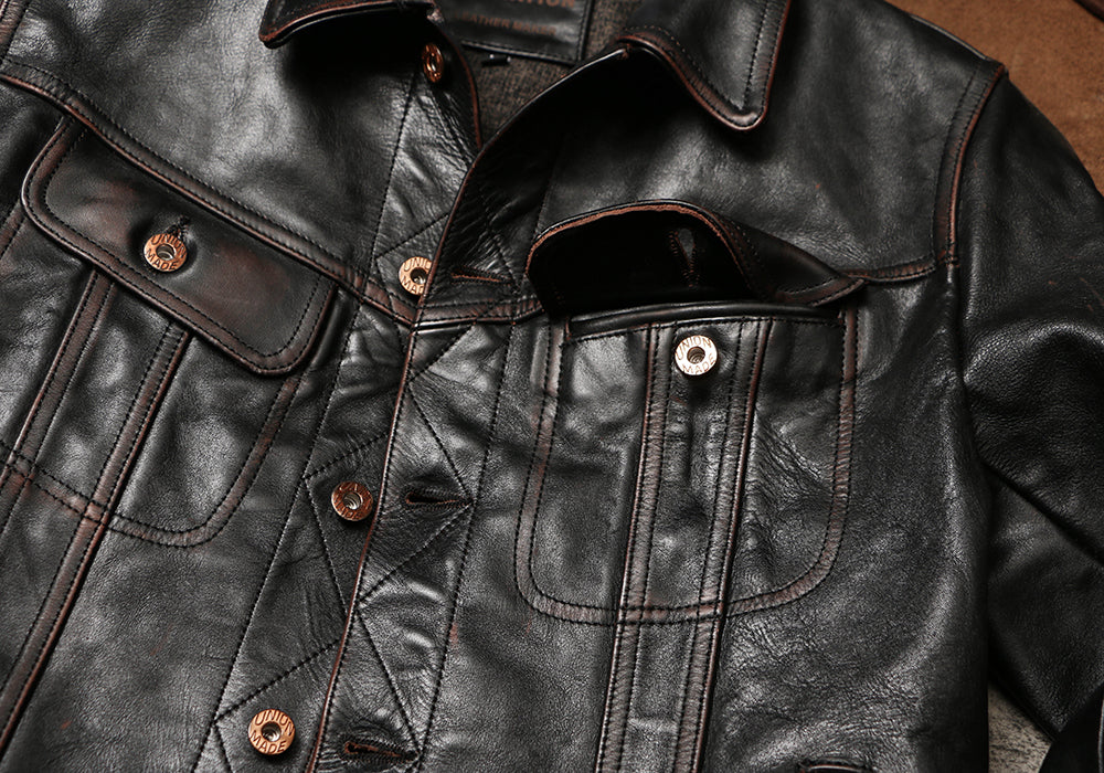 ★ストームライダー型 復刻モデル 茶芯カウレザージャケット★ M~4XL