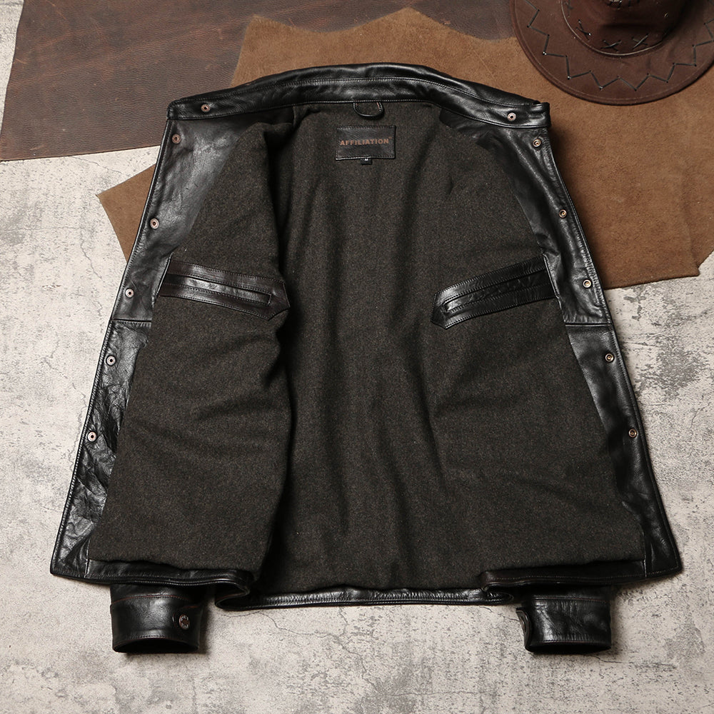△ヴィンテージ復刻型 茶芯カウレザー カーコート▽S~4XL