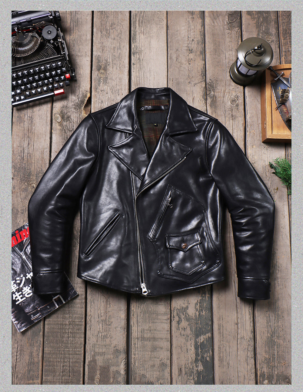 ヴィンテージ50s 復刻 カウレザー ダブルライダースジャケットS~4XL
