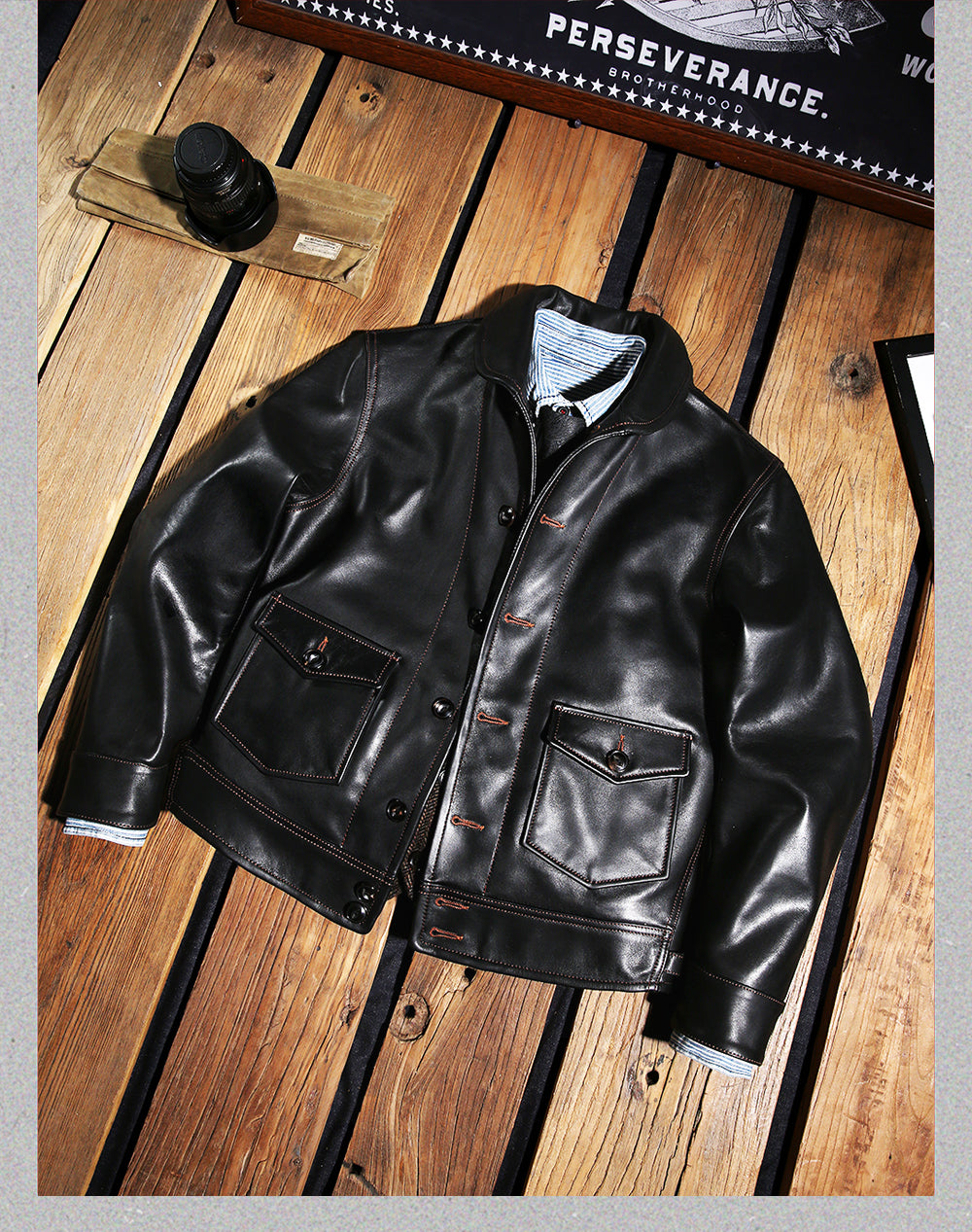 昨シーズン物売り切りSALE★イタリア産 カウレザー コサックジャケット★S~4XL
