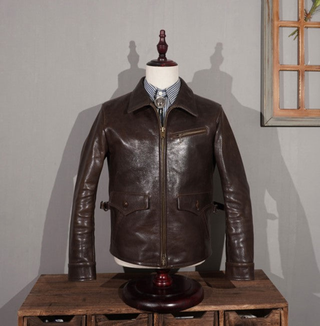 1930's VINTAGE復刻 カウレザー シングルライダースジャケット S~5XL