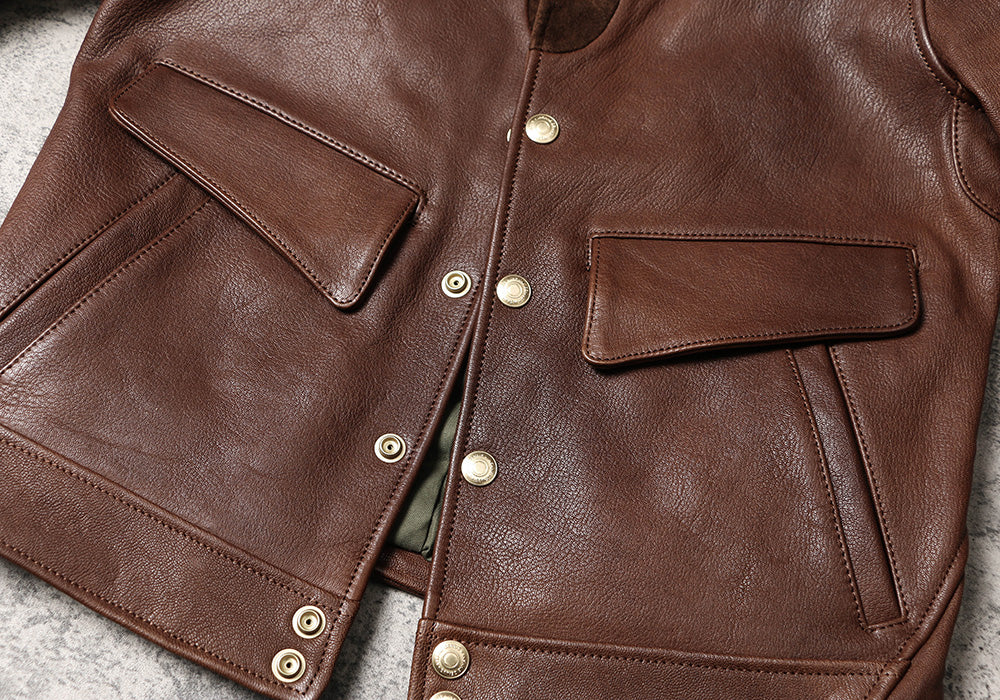 ★VINTAGE復刻デザイン ゴートレザーショールカラー コサックジャケット★XS~3XL