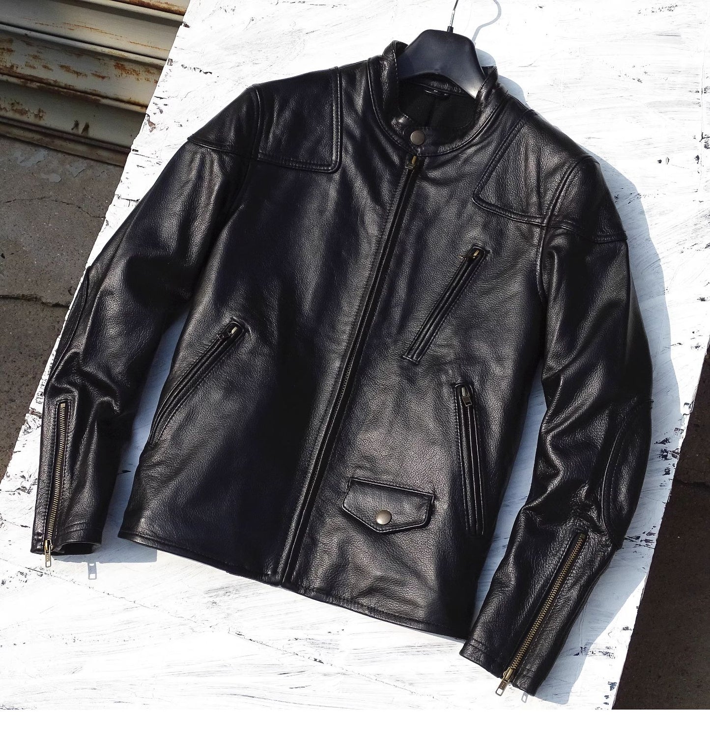 昨シーズン物売り切りセール★カウレザー シングルライダースジャケット ★S~5XL