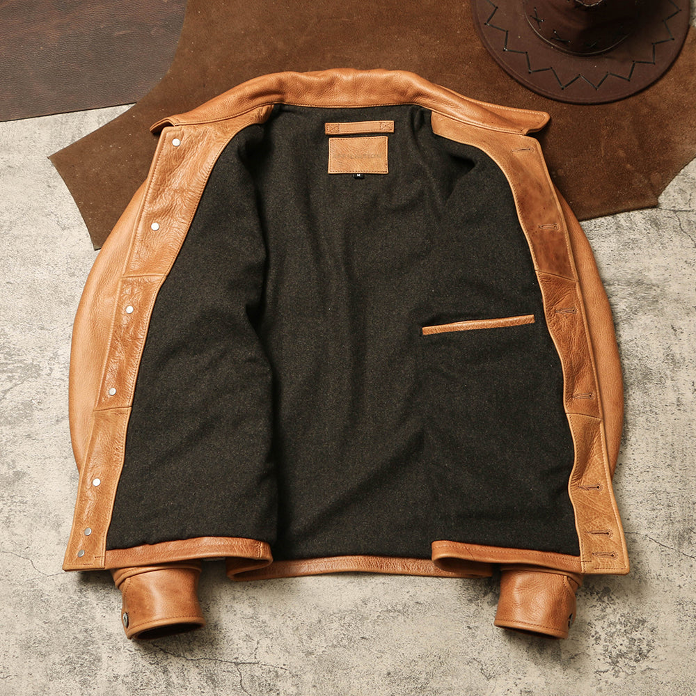 1.7mm厚★ヴィンテージ復刻カウレザージャケット★M~5XL