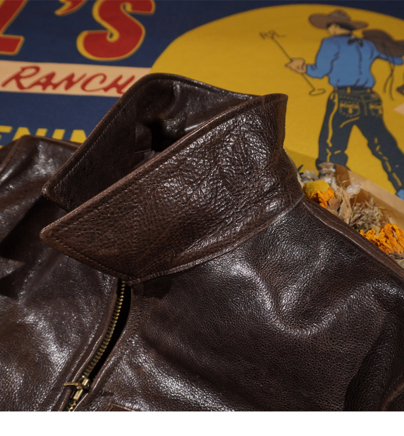 1930's VINTAGE復刻 カウレザー シングルライダースジャケット S~5XL