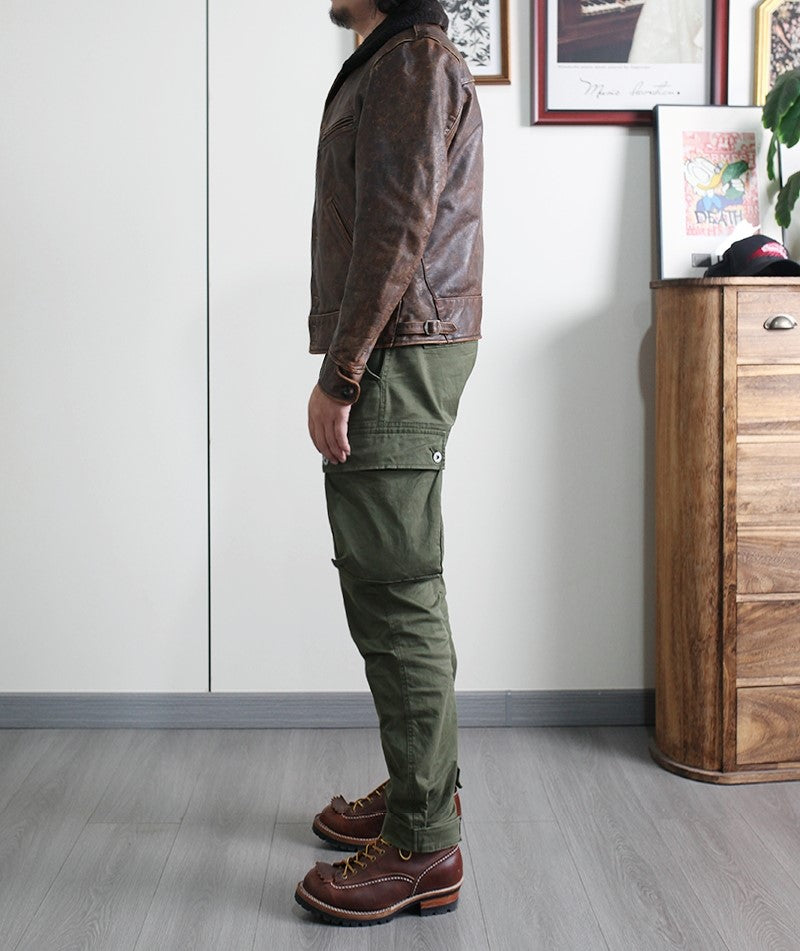 完璧なヴィンテージ加工★茶芯カウレザー×ムートン BILLINGS JACKET★ブラウン XL~4XL