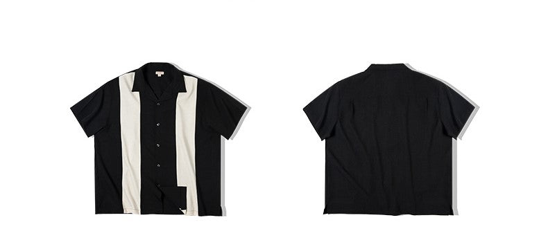 ◇ヴィンテージ50s復刻 雰囲気のある生地で仕立てた ロカビリー開襟シャツ◇S~2XL