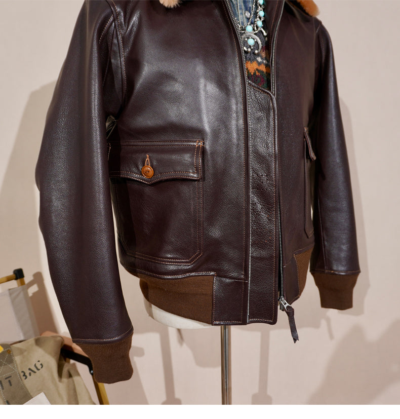 植物タンニン鞣しカウレザーG-1 フライトジャケット M~4XL