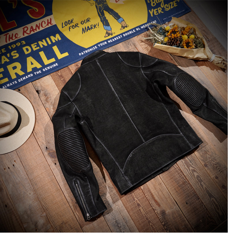 2色展開★シングルライダース ヌバック ジャケット★ S~4XL