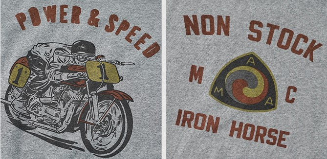 2色展開◆色味、プリントの雰囲気もGOOD◆ヴィンテージ復刻 POWER&SPEEDバイクTシャツ◆S~2XL