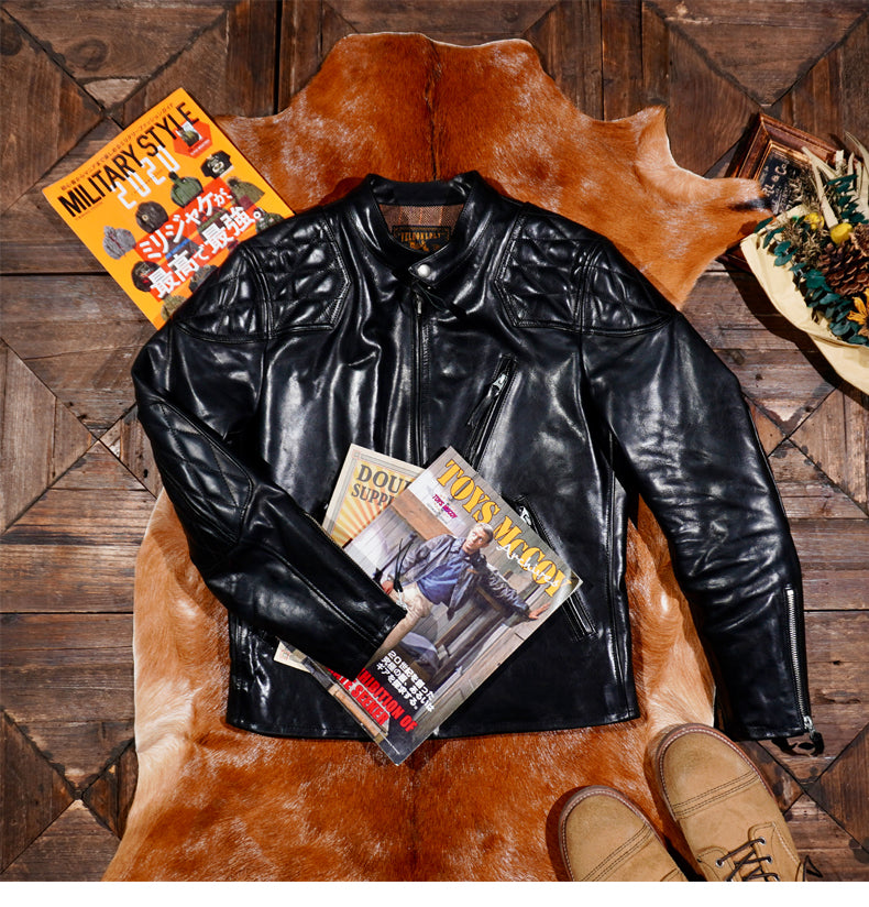 ▲ビンテージ復刻 オイル ホースハイドレザー シングルライダース ジャケット▼S~4XL