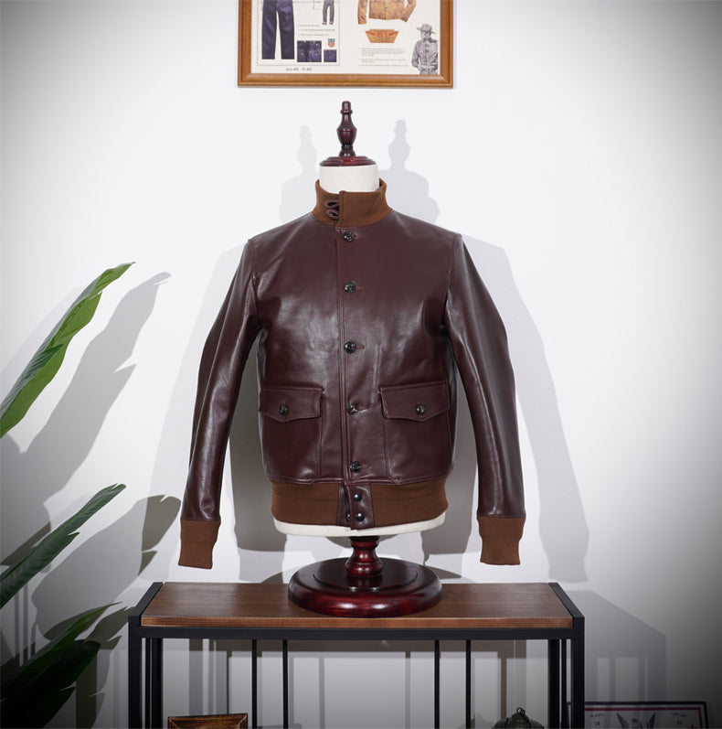 イタリア産 植物タンニン鞣し カーフレザー使用 A-1 フライトジャケット S~4XL