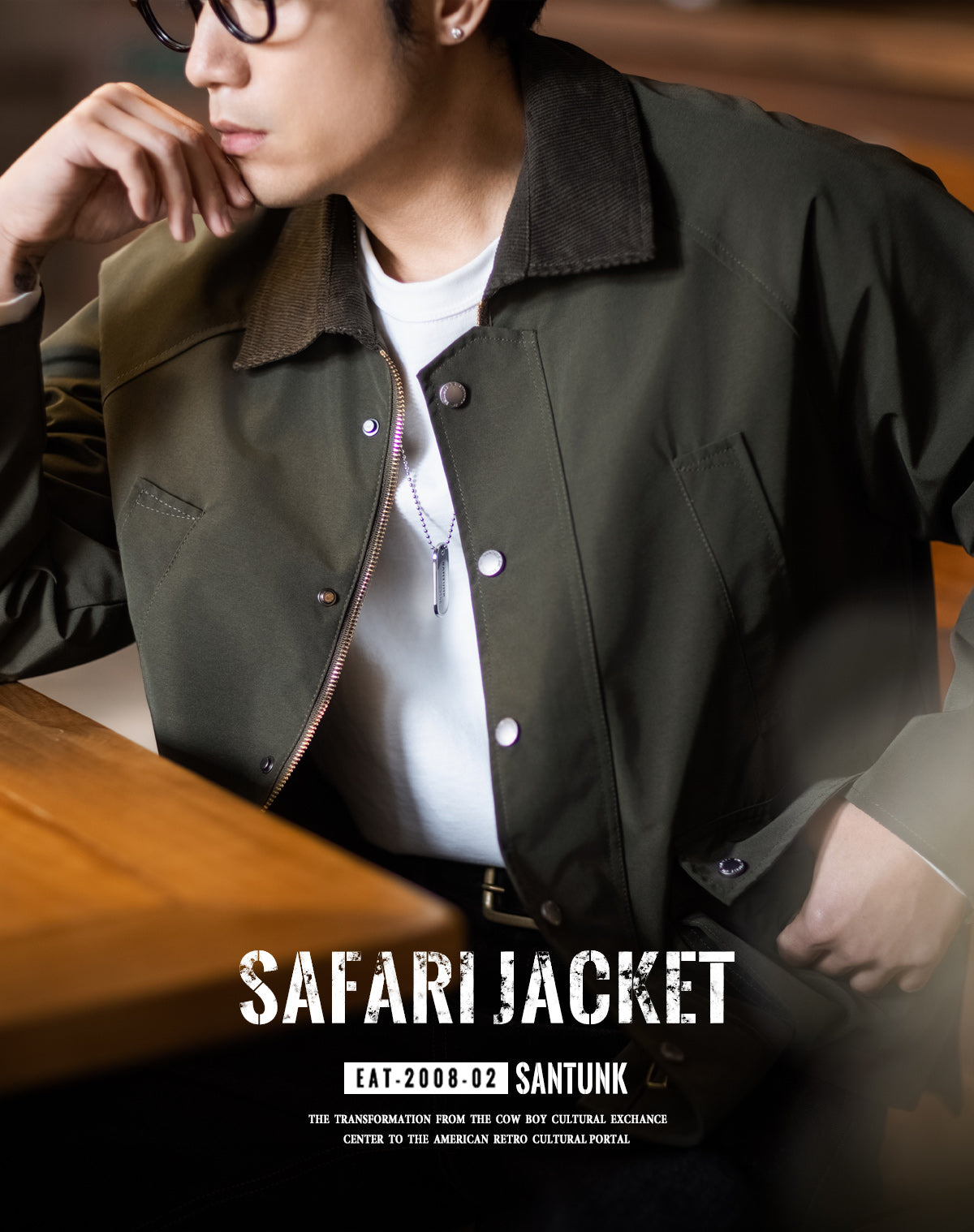◇襟元コーデュロイ切替え ハンティングジャケット◇M~3XL