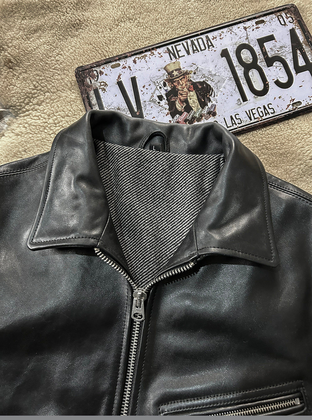 ホースハイドレザー シングルライダース ジャケット M~4XL