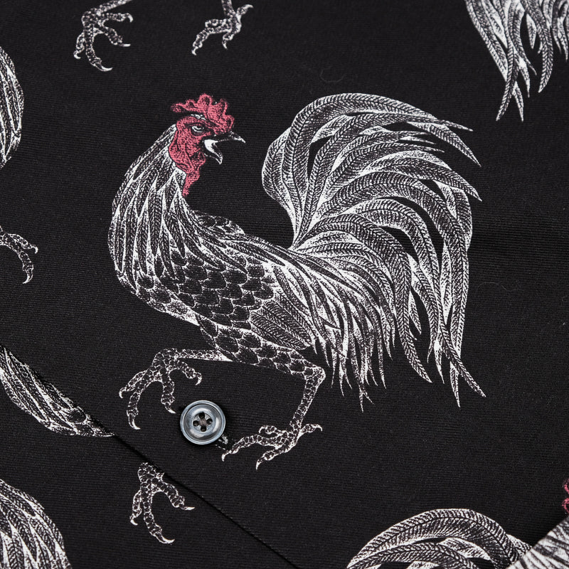2色展開◆鶏柄がクール◆ヴィンテージ復刻 色気のある テンセル×コットン柄シャツ◆S~XL