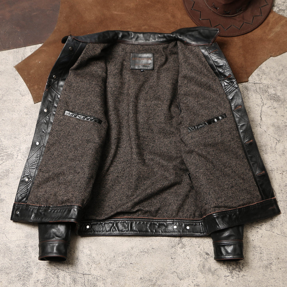 ★ストームライダー型 復刻モデル 茶芯カウレザージャケット★ M~4XL