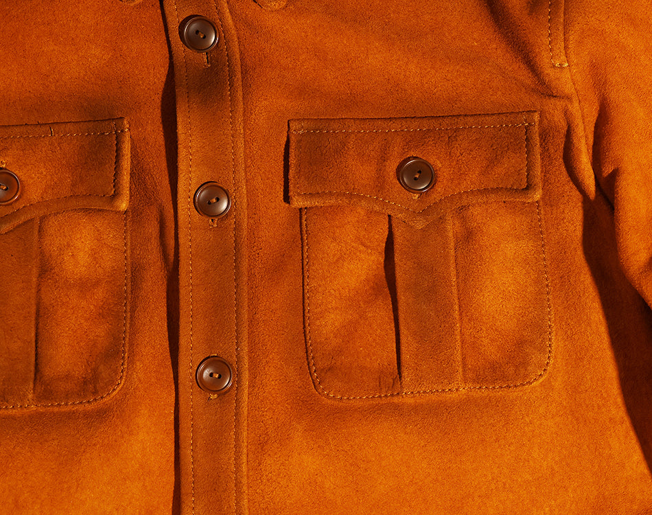 ★ミリタリースタイル シープレザー スウェード ウエスタンシャツ★S~4XL