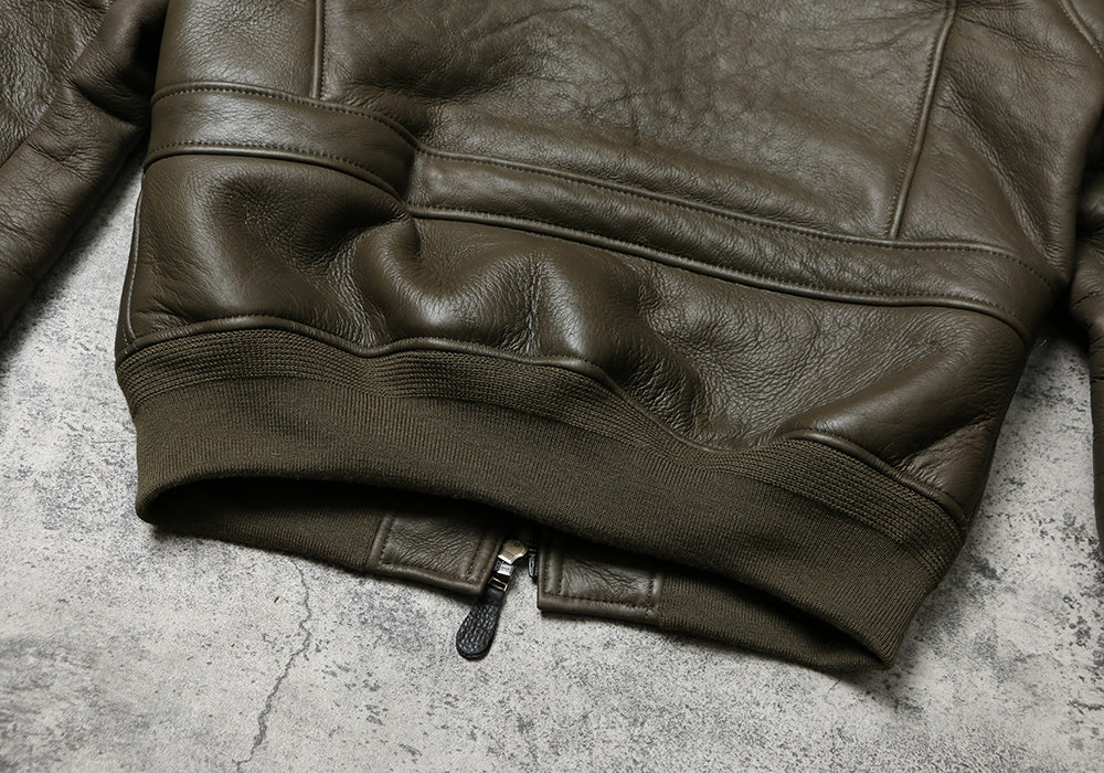☆オーストラリア産ムートン A-2フライトジャケット☆カーキS~3XL