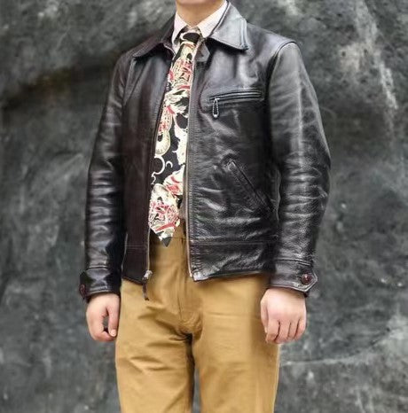 30’s ヴィンテージ復刻 茶芯ホースハイドレザージャケット M~4XL