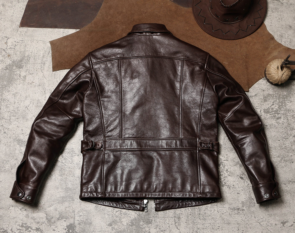 ✩ゴートレザー シングルライダースジャケット✩ブラウン M~5XL